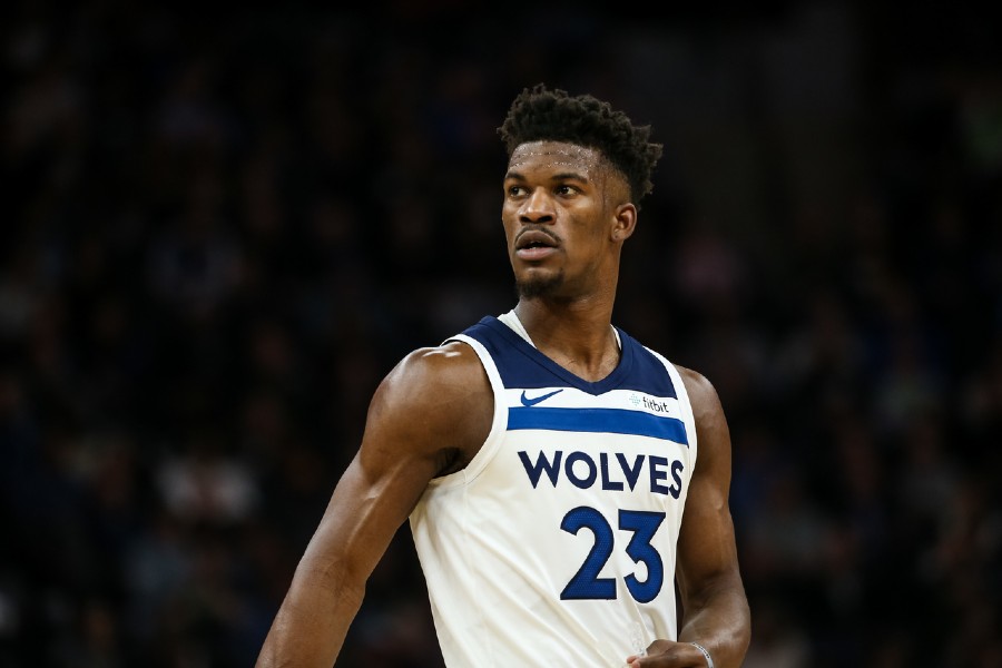 Feb 15, 2018; Minneapolis, MN, USA; Minnesota Timberwolves guard Jimmy Butler (23) during a game between the Minnesota Timberwolves and Los Angeles Lakers at Target Center. Mandatory Credit: Brace Hemmelgarn-USA TODAY Sports